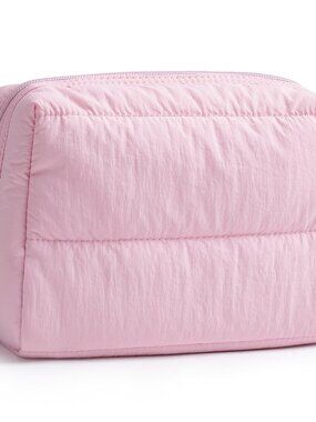 Puffy Makeup Bag Travel Toiletry Bag, Quilted Cosmetic Bag for women